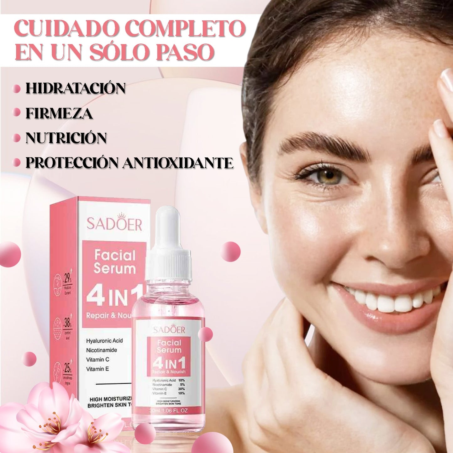 🌸 Masajeador LED + Sérum 4 en 1 + Crema Blanqueadora con Vitamina C (GRATIS)