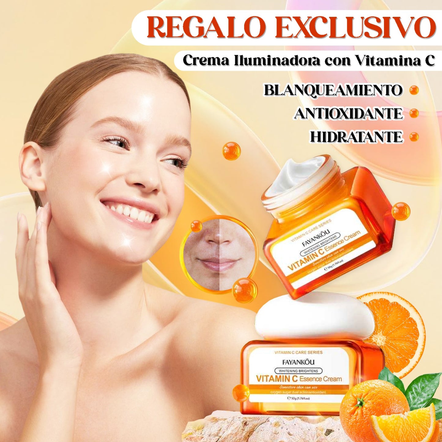 🌸 Masajeador LED + Sérum 4 en 1 + Crema Blanqueadora con Vitamina C (GRATIS)